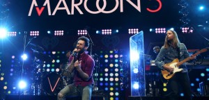 NEW YORK, NY - DECEMBER 12:  Adam Levine (L) and James Valentine of Maroon 5 perform onstage during iHeartRadio Jingle Ball 2014, hosted by Z100 New York and presented by Goldfish Puffs at Madison Square Garden on December 12, 2014 in New York City.  (Photo by Kevin Kane/Getty Images for iHeartMedia)