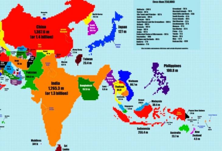 В интернете появилась карта мира, на которой вместо России Китай