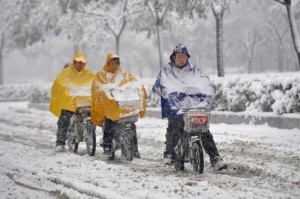 обильные снегопады в китае